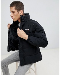 Schott Nebraska Puffer Jacket Stowaway Hood Regular Fit In Black