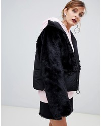 Story Of Lola Padded Jacket With Faux Fur Panel