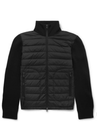 Moncler Panelled Virgin Wool Blend And Quilted Shell Down Zip Up Cardigan