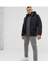 BLEND Plus Quilted Jacket With Hood In Black