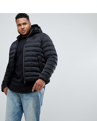 Siksilk Puffer Jacket With Hood In Black To Asos