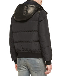 IRO Puffer Jacket With Leather Hood Black