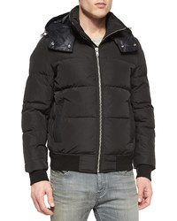 IRO Puffer Jacket With Leather Hood Black