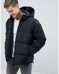 ASOS DESIGN Puffer With Hood In Black