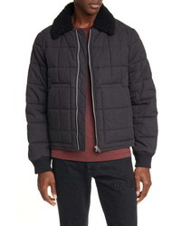 Helmut Lang Quilted Bomber Jacket With Genuine Shearling Collar