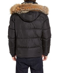 SAM. Quilted Down Jacket With Genuine Coyote Fur Trim Hood
