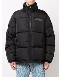 Moschino Quilted Down Logo Print Coat