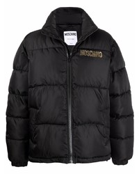 Moschino Quilted Down Logo Print Coat