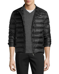 Moncler Quilted Moto Puffer Jacket Black