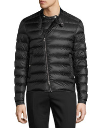 Moncler Quilted Moto Puffer Jacket Black
