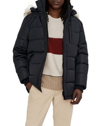 NOIZE Quilted Parka With Removable Faux Med Hood