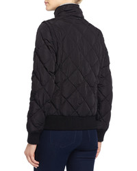Andrew Marc Quilted Puffer Moto Jacket Wdetachable Sleeves Black