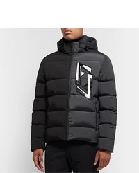 Fendi Slim Fit Logo Appliqud Colour Block Quilted Nylon Blend Hooded Down Jacket