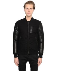 Duvetica Sonno Leather Wool Down Bomber Jacket