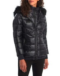 Barbour Strike Puffer Coat With Removable Faux Med Hood