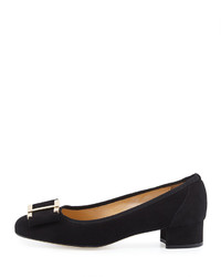 Sesto Meucci Ramie Block Heel Bow Pump Black