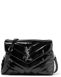 Saint Laurent Loulou Small Quilted Patent Leather Shoulder Bag Black