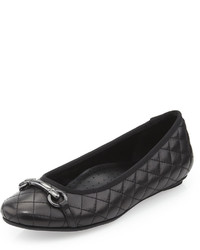 Neiman Marcus Suzy Quilted Buckled Flat Black