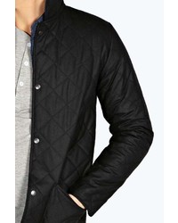 Boohoo Wax Coated Check Lined Quilted Jacket