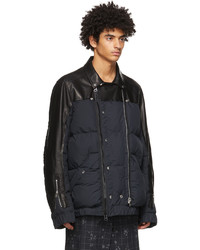 Undercover Black Sacai Edition Leather Double Riders Jacket