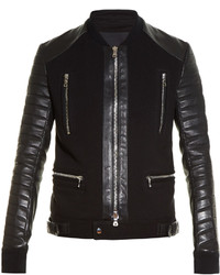 Balmain Quilted Leather Sleeved Biker Jacket