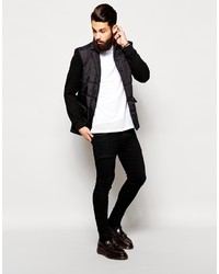 Asos Brand Quilted Blazer With Jersey Sleeves