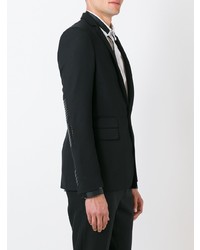 Les Hommes Quilted Elbow Blazer Black