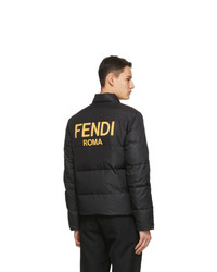Fendi Black And Yellow Down Logo Jacket