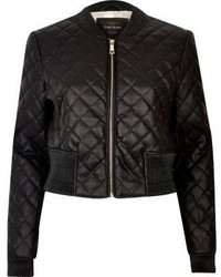 River Island Black Quilted Bomber Jacket