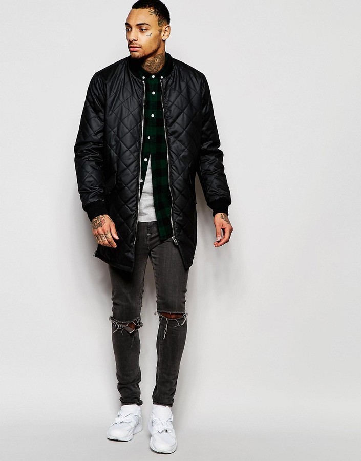 Asos Brand Longline Quilted Bomber Jacket, $94, Asos