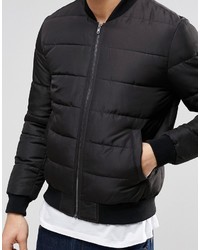 Asos Brand Quilted Bomber Jacket In Black