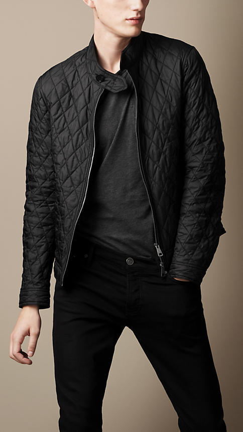 burberry men's quilted bomber jacket