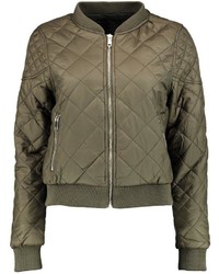 Boohoo Caitlin Quilted Bomber With Contrast Lining
