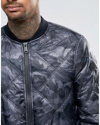Replay Camo Lightweight Quilted Bomber Jacket