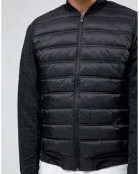 Selected Homme Plus Quilted Bomber With Contrast Jersey Sleeves