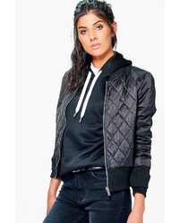 Boohoo Lois Quilted Satin Finish Bomber