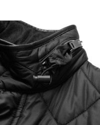 Burberry London Leather Trimmed Quilted Shell Bomber Jacket