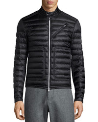 Moncler Picard Quilted Nylon Moto Jacket Black