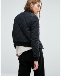 Noisy May Quilted Bomber With Pu Detail