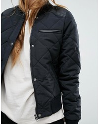 Noisy May Quilted Bomber With Pu Detail