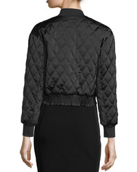 Quilted Cropped Bomber Jacket