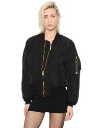 Quilted Destroyed Nylon Bomber Jacket