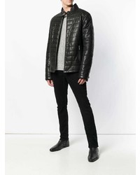 Karl Lagerfeld Quilted Look Mock Collar Jacket