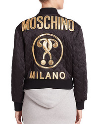 Moschino Quilted Satin Logo Bomber