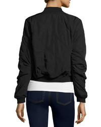 Romeo & Juliet Couture Quilted Woven Bomber Jacket Black