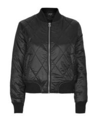 Topshop Shiny Nylon Bomber Jacket With Quilted Body Jet Pockets Rib Cuff And Hem 100% Polyester Machine Washable