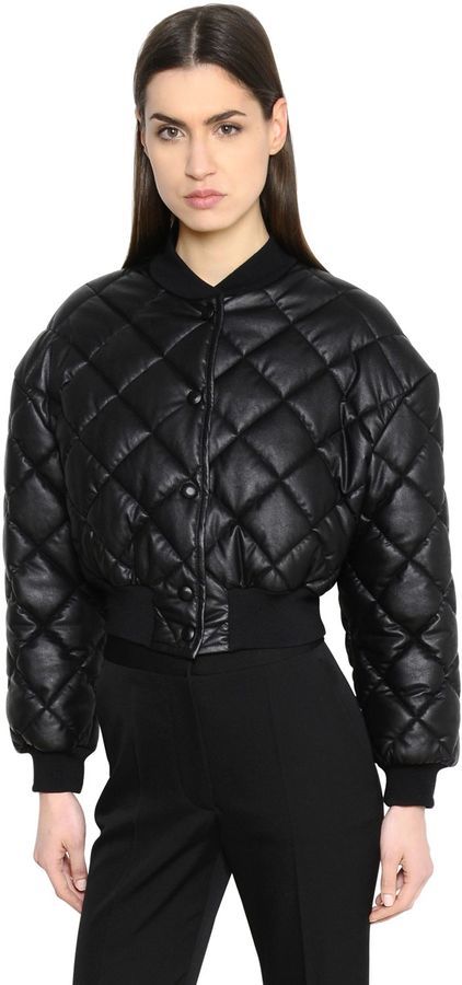 cropped quilted bomber jacket