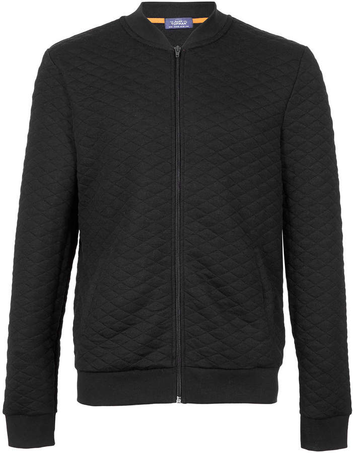 Topman Black Quilted Jersey Bomber Jacket, $60 | Topman | Lookastic.com