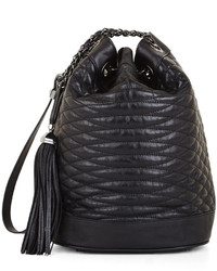 Black Quilted Bucket Bag
