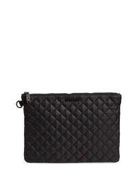 Black Quilted Canvas Clutch